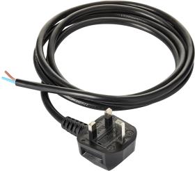 D1035  Additions 2m UK Plug to Bare Ends Mains Lead, 2 Core, 3A, 0.5mm